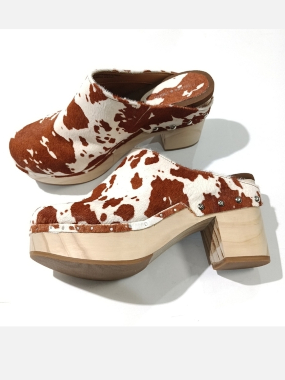 Chelsea & Violet Jana Cow Print Haircalf Clogs